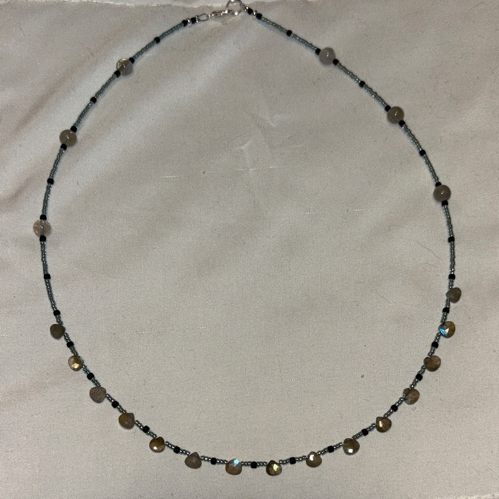 Delicate Labradorite Bead Necklace - Blue-Green